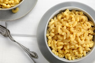 mac-n-cheese with a fork in it 