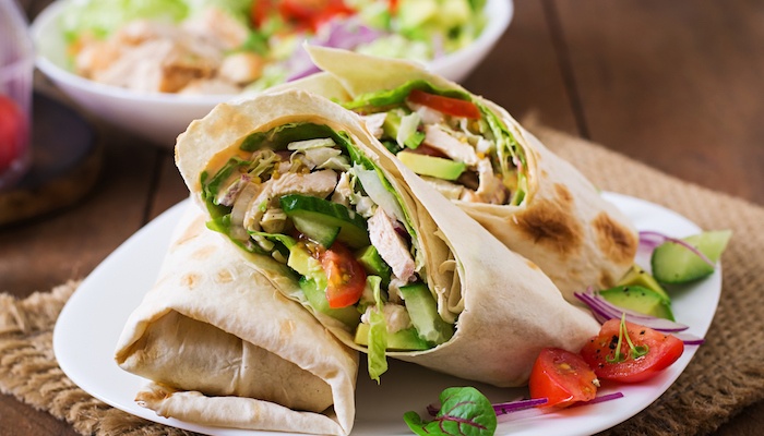 Chicken vegetable wrap from fast casual restuarant